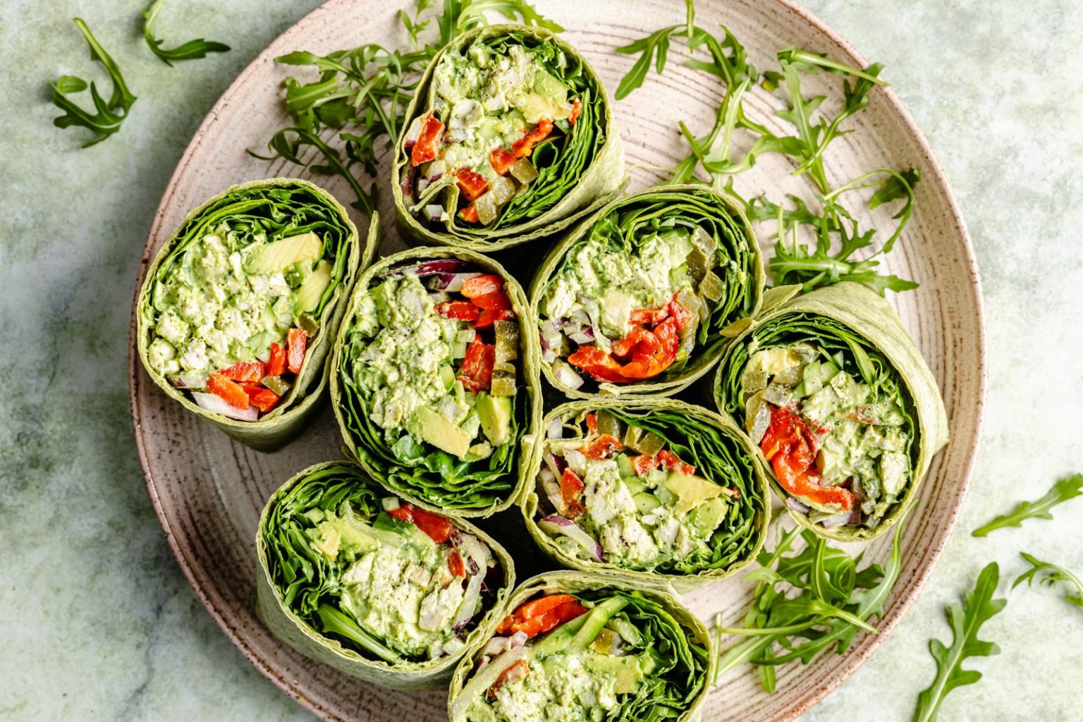 High-Protein Green Goddess Chicken Salad Wraps